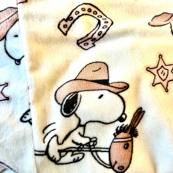 Peanuts COWBOY SNOOPY Sleep Pajama Pants Fleece Womens Large Stick Horse Sheriff - Picture 10 of 11